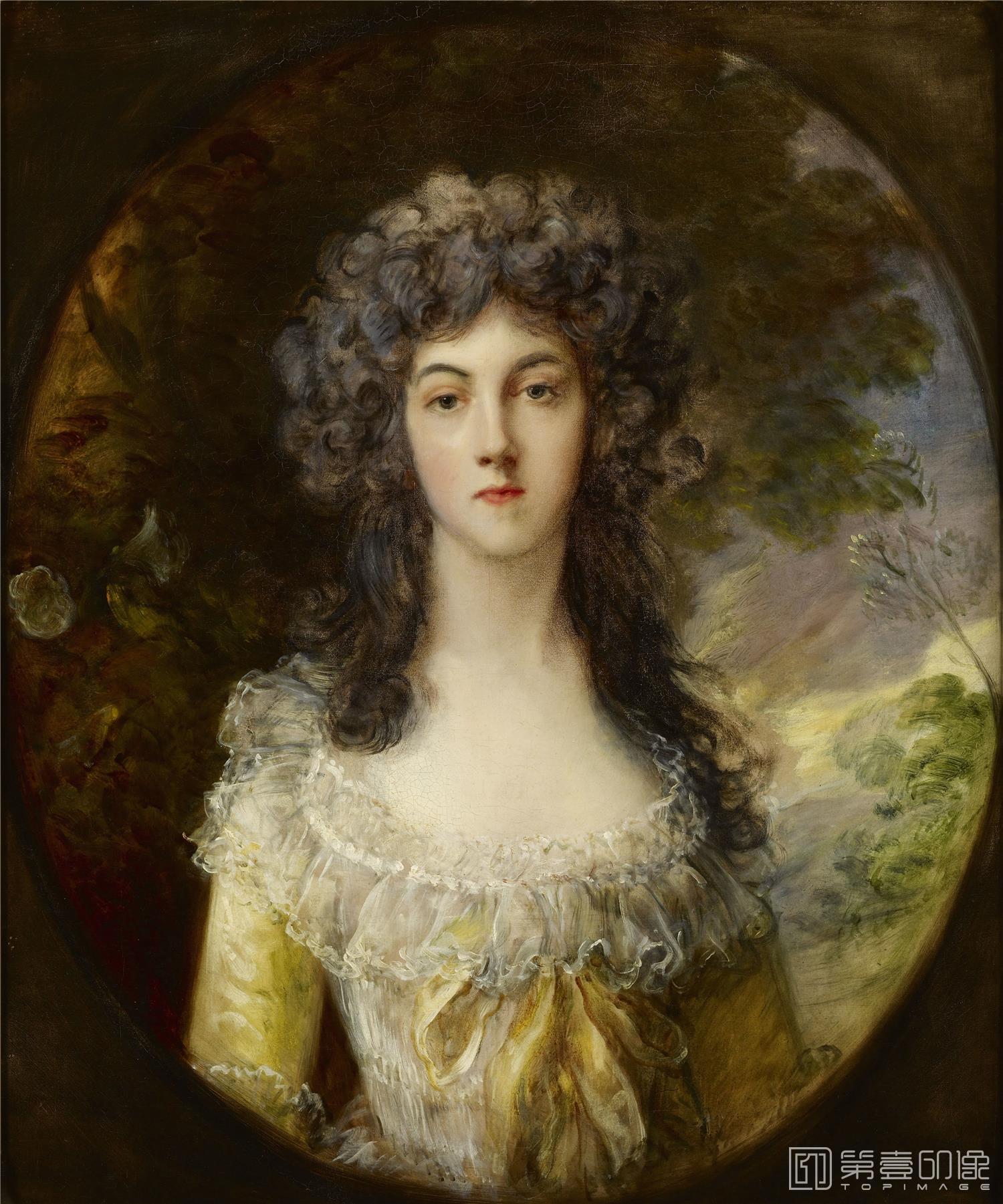 油画-美国弗里克美术馆藏画-Thomas Gainsborough - Mrs.Charles Hatchett, c.1786-191